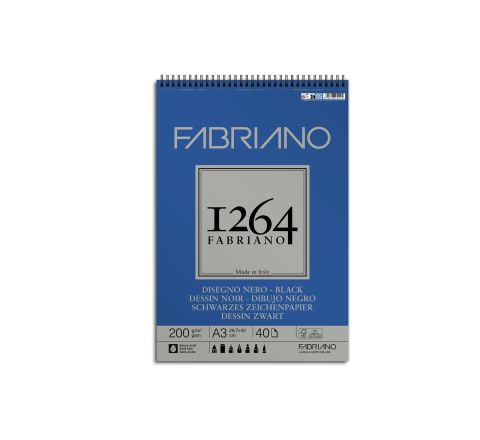 FABRIANO 1264 BLACK DRAWING DISEGNO 200GSM - A3 - 40 SHEETS